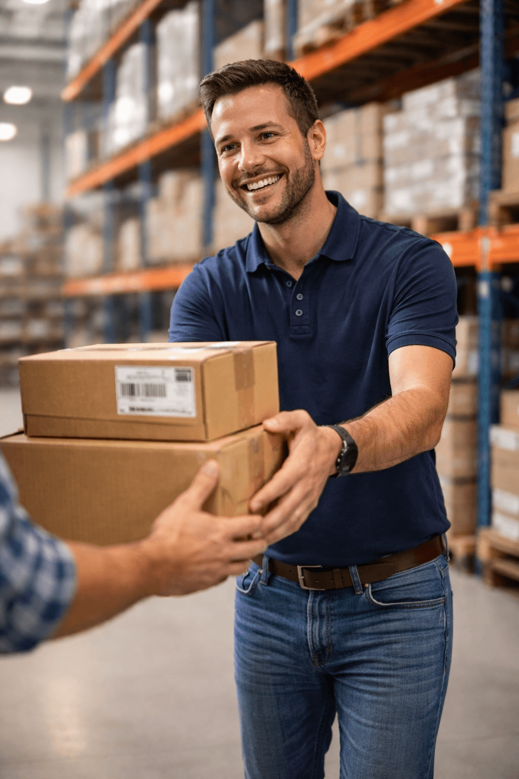 Person receiving boxes