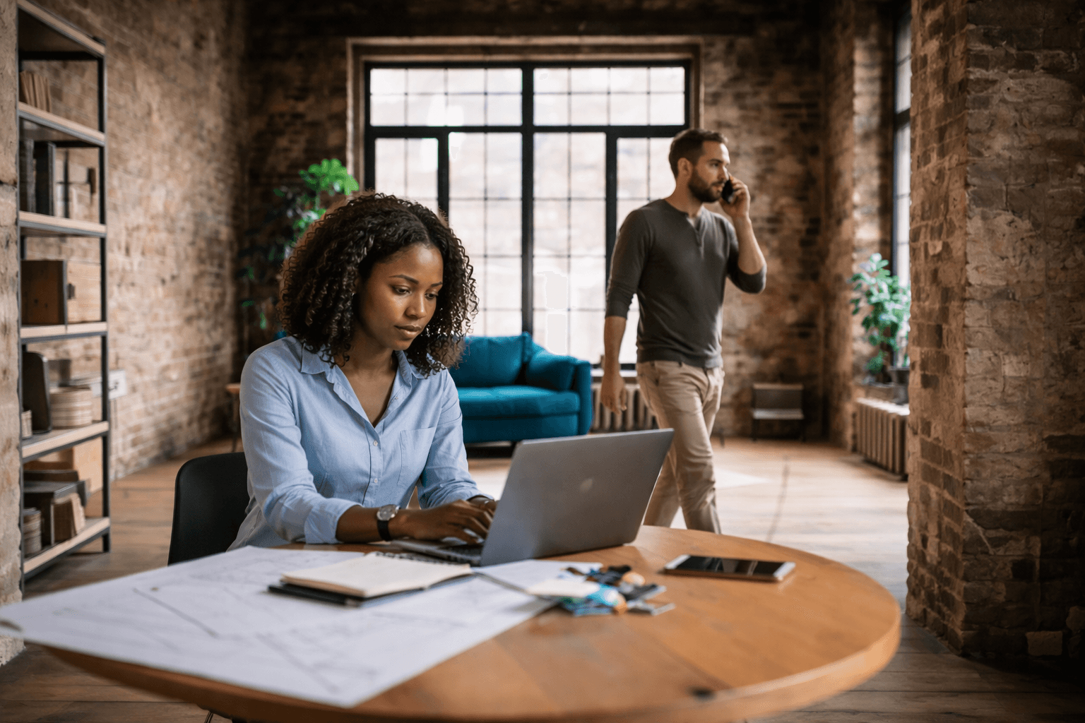 Tech integrator girl on laptop